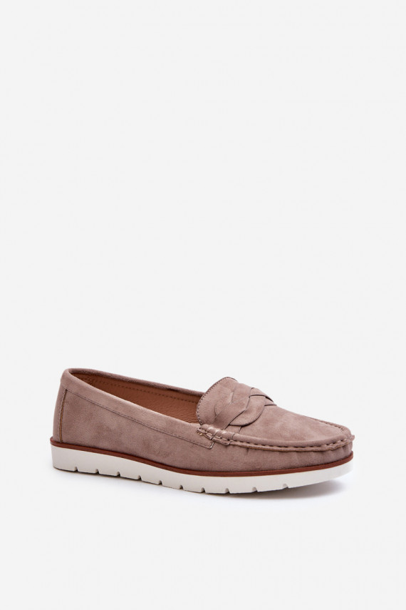 Women's Dark Beige Faux Suede Loafers Nestalia