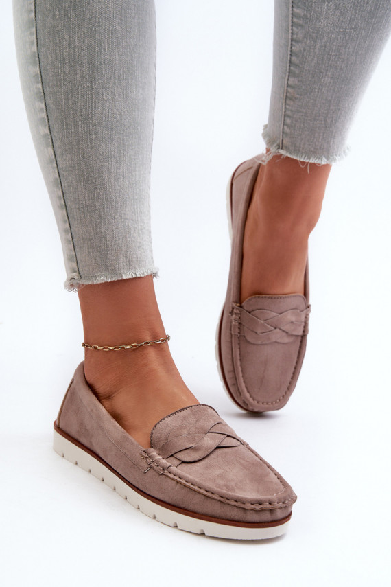 Women's Dark Beige Faux Suede Loafers Nestalia
