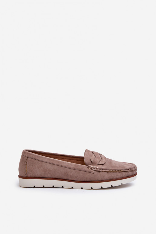 Women's Dark Beige Faux Suede Loafers Nestalia