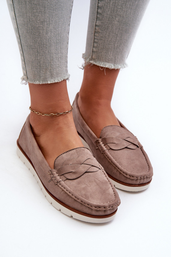 Women's Dark Beige Faux Suede Loafers Nestalia