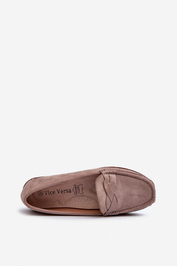 Women's Dark Beige Faux Suede Loafers Nestalia