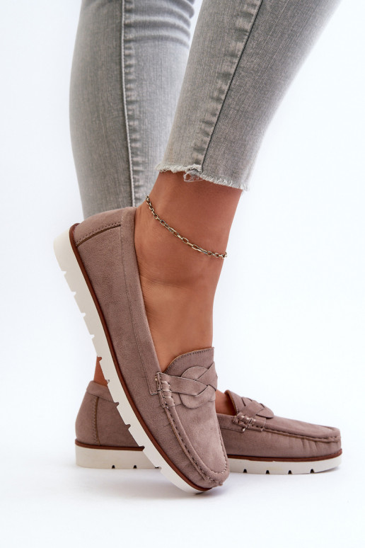 Women's Dark Beige Faux Suede Loafers Nestalia