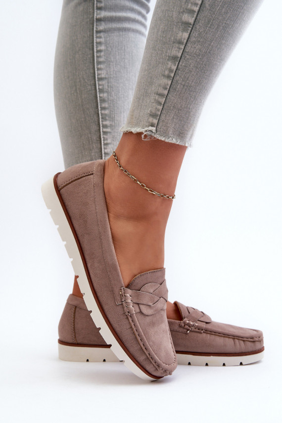 Women's Dark Beige Faux Suede Loafers Nestalia