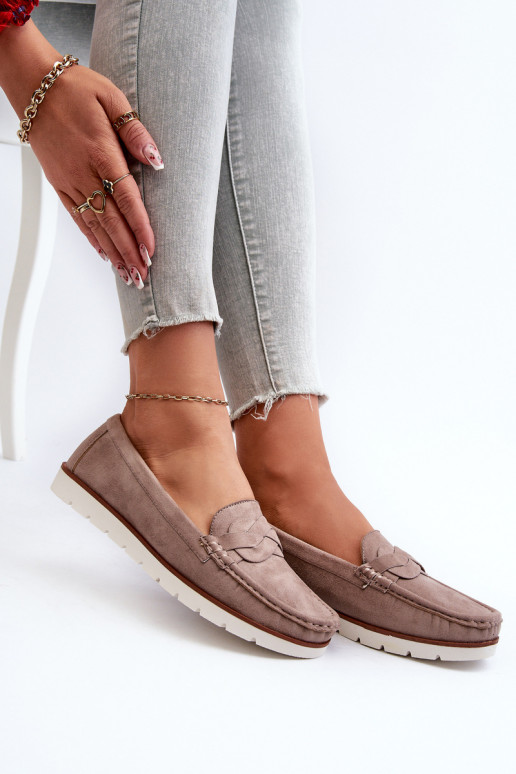 Women's Dark Beige Faux Suede Loafers Nestalia