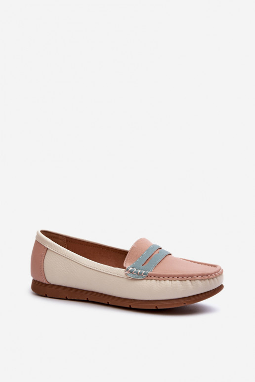 Women's Pink Faux Leather Moccasins Vikitara