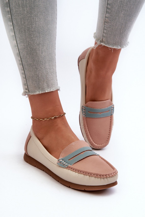 Women's Pink Faux Leather Moccasins Vikitara