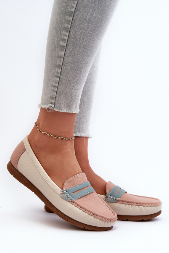 Women's Pink Faux Leather Moccasins Vikitara