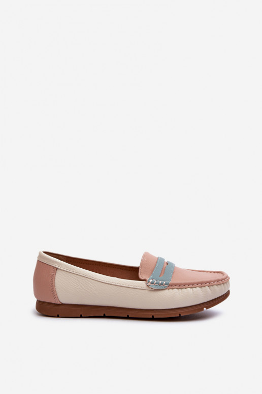 Women's Pink Faux Leather Moccasins Vikitara
