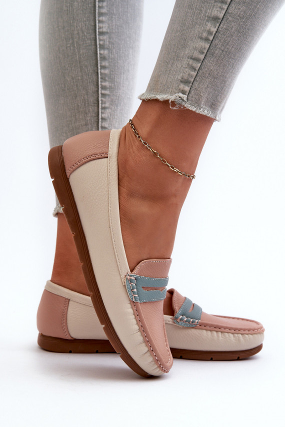 Women's Pink Faux Leather Moccasins Vikitara