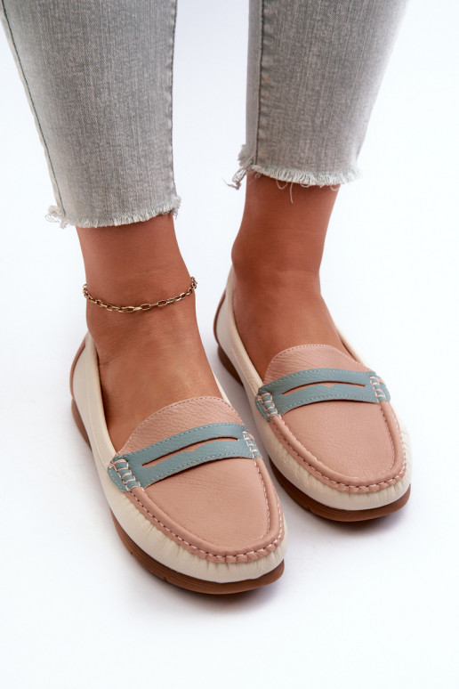 Women's Pink Faux Leather Moccasins Vikitara