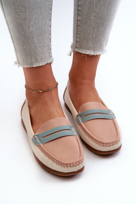 Women's Pink Faux Leather Moccasins Vikitara