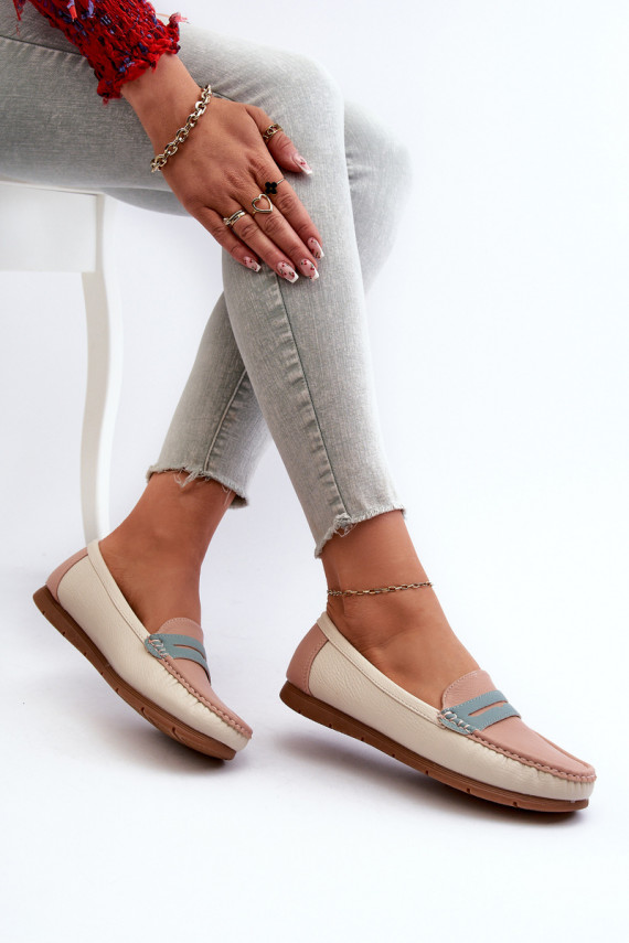 Women's Pink Faux Leather Moccasins Vikitara