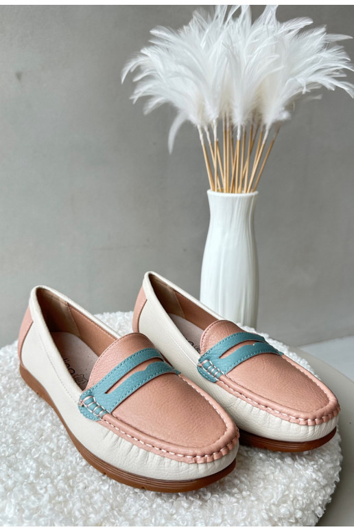 Women's Pink Faux Leather Moccasins Vikitara