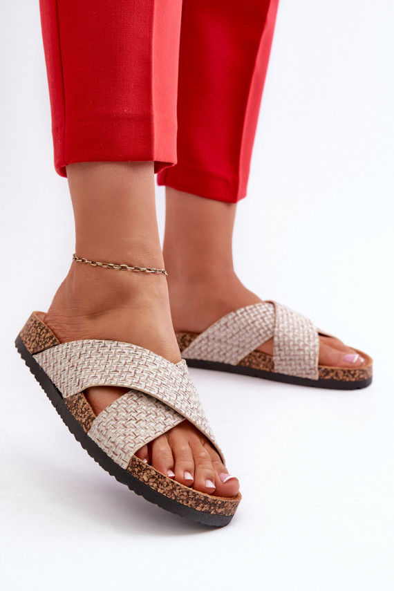 Women's Slippers on Cork Platform Beige Tesolen