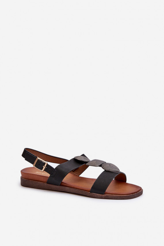 Women's Flat Sandals With Decorations Sergio Leone SK072H Black