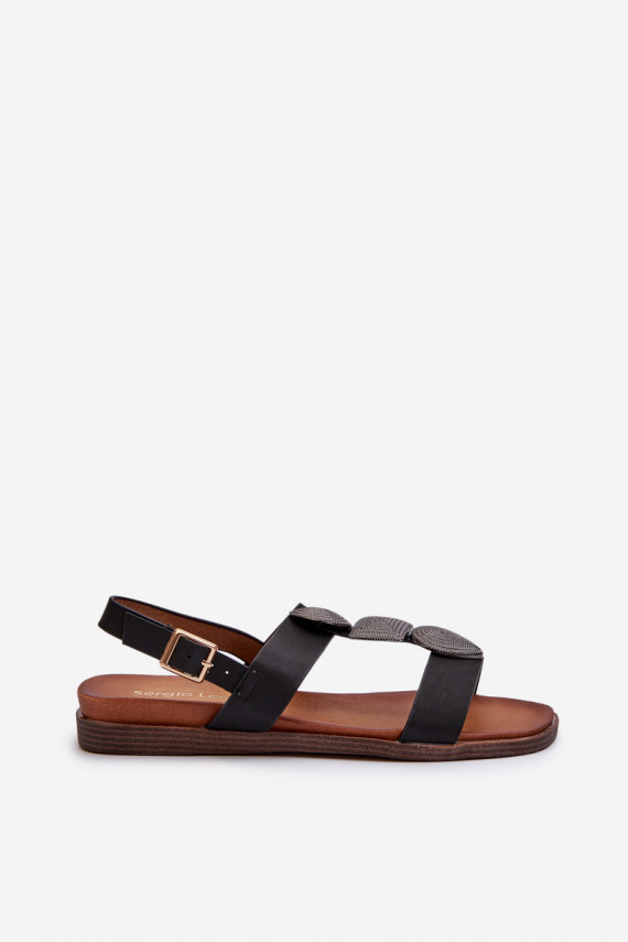 Women's Flat Sandals With Decorations Sergio Leone SK072H Black
