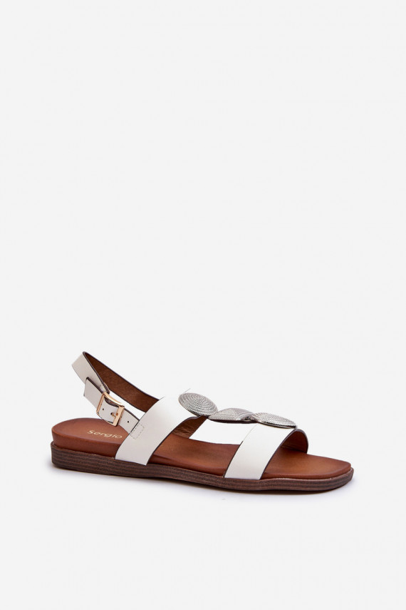 Women's Flat Sandals With Embellishments Sergio Leone SK072H White
