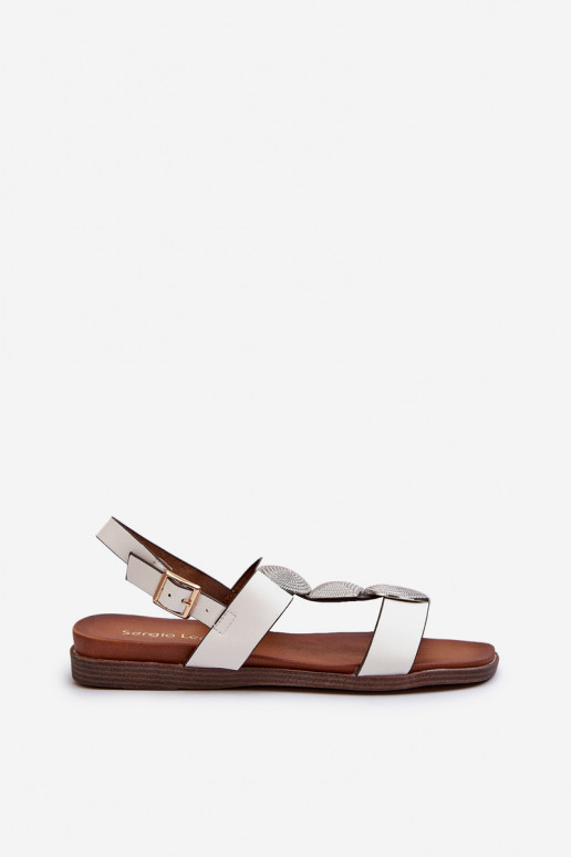Women's Flat Sandals With Embellishments Sergio Leone SK072H White