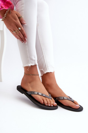 [Flat Flexible Women's Flip-Flops ZAXY JJ285297 Gray-Black] 2