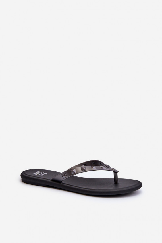 [Flat Flexible Women's Flip-Flops ZAXY JJ285297 Gray-Black]