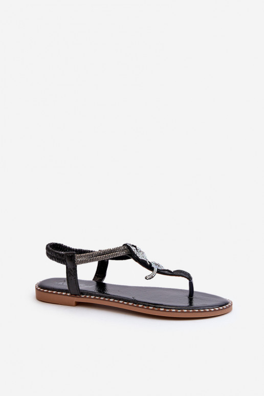 Women's Flat Sandals With Decorative Flower Silver Edoni