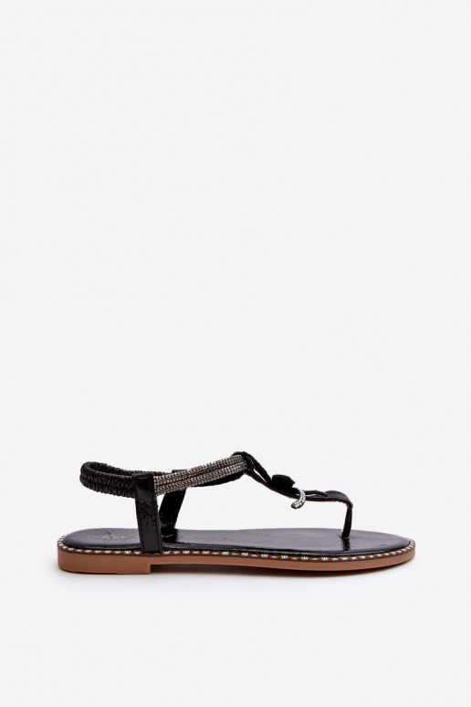 Women's Flat Sandals With Decorative Flower Silver Edoni