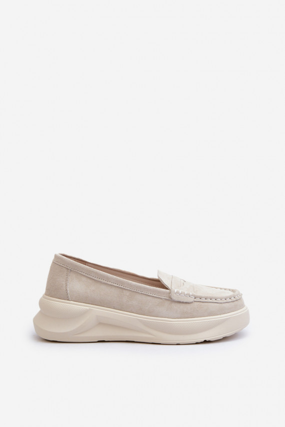 Light Beige Women's Suede Moccasins Filidia