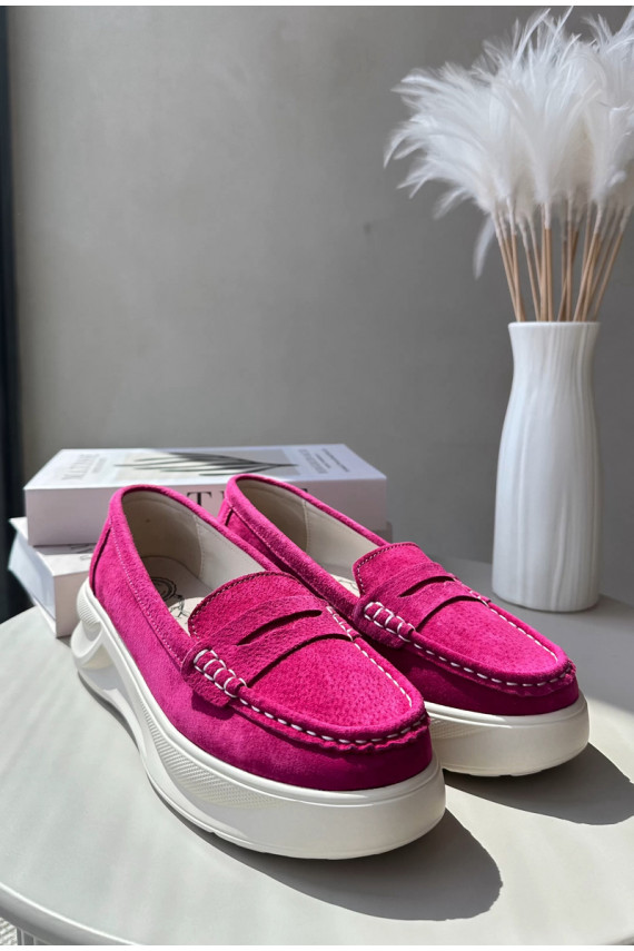 Suede Women's Moccasins Fuchsia Filidia