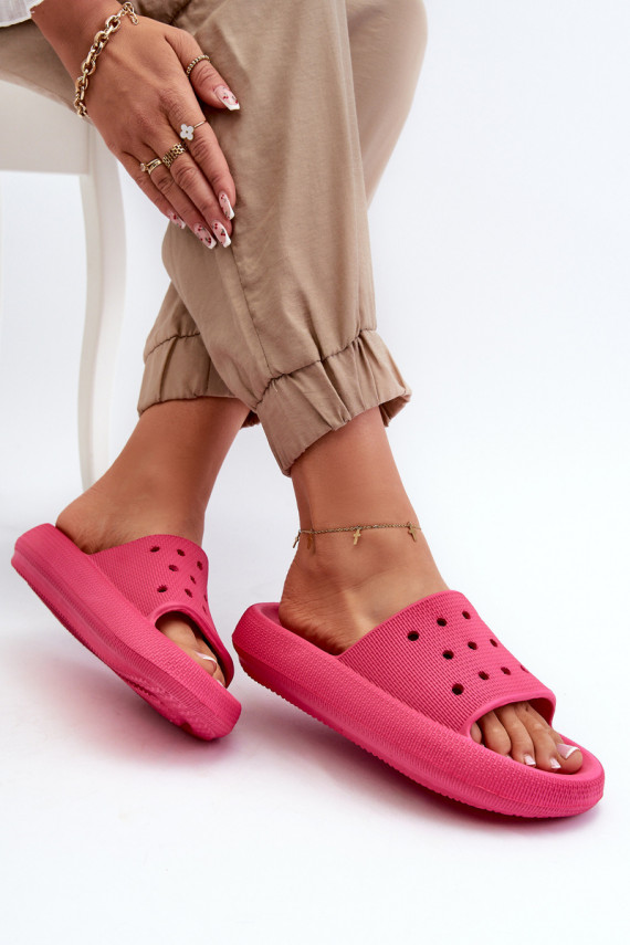 Women's Foam Slides on Thick Sole Fuchsia Beula