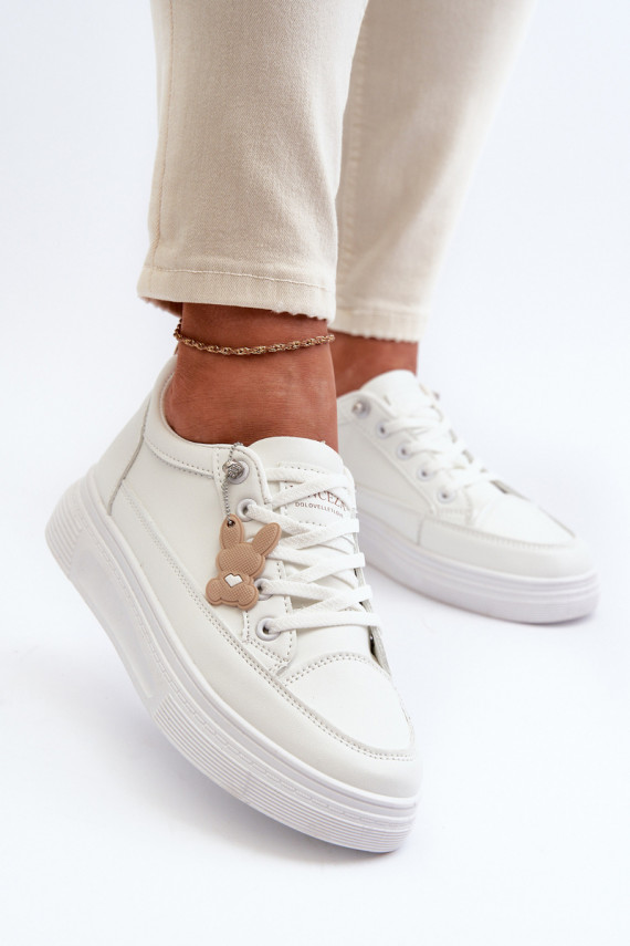 Sneakers Women's Sports Shoes On Platform With Decoration White VINCEZA 13613