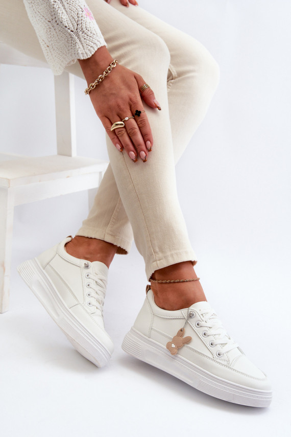 Sneakers Women's Sports Shoes On Platform With Decoration White VINCEZA 13613