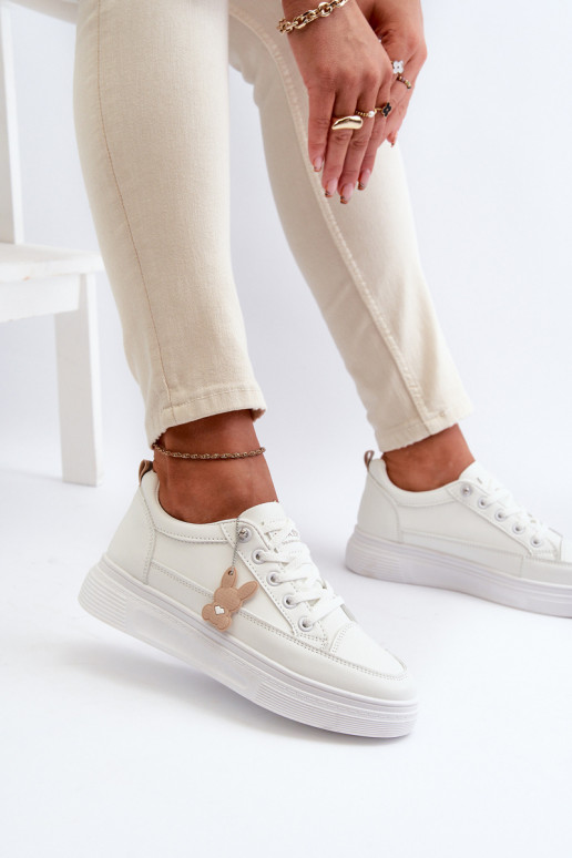 Sneakers Women's Sports Shoes On Platform With Decoration White VINCEZA 13613