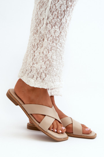 Women's Flat Heel Sandals Made of Eco Leather S.Barski KV27-002 Beige 2