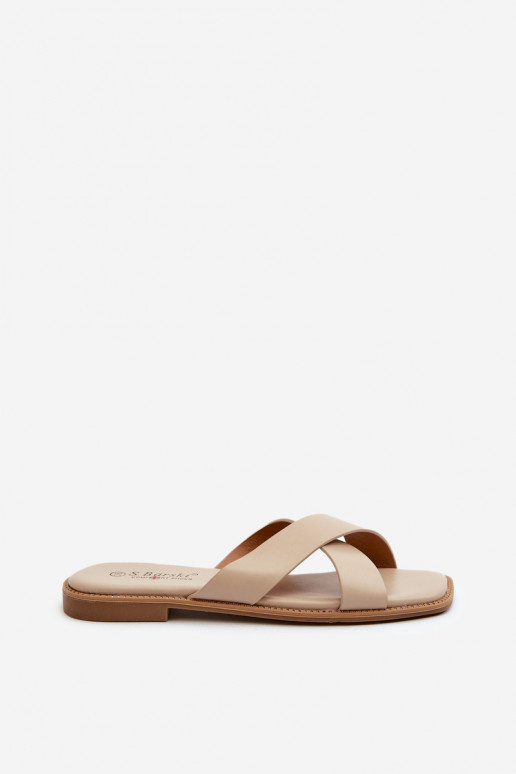 Women's Flat Heel Sandals Made of Eco Leather S.Barski KV27-002 Beige