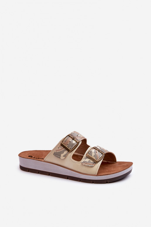 Comfortable Women's Flip-Flops with Buckles Inblu CP000045 Gold