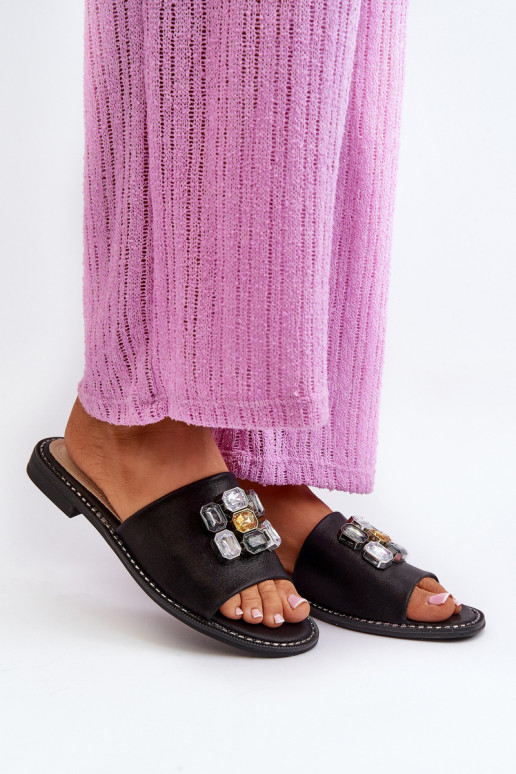 Women's sandals with decorations S.Barski KV27-031 black