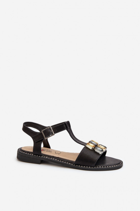 Elegant Women's Sandals With Decorative Details S.Barski KV27-030 Black