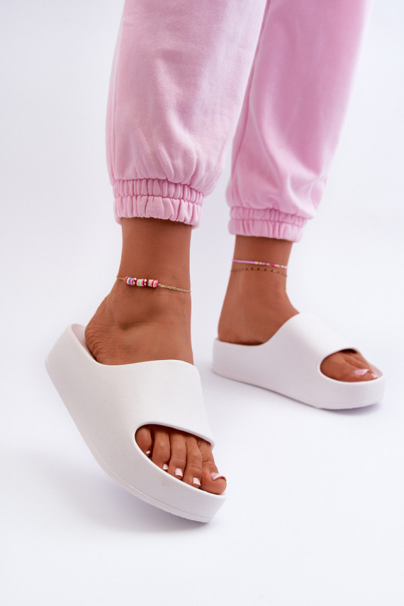 Women's White Platform Foam Sandals Airaplea