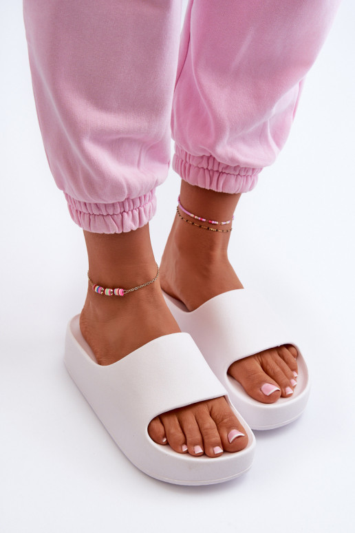 Women's White Platform Foam Sandals Airaplea
