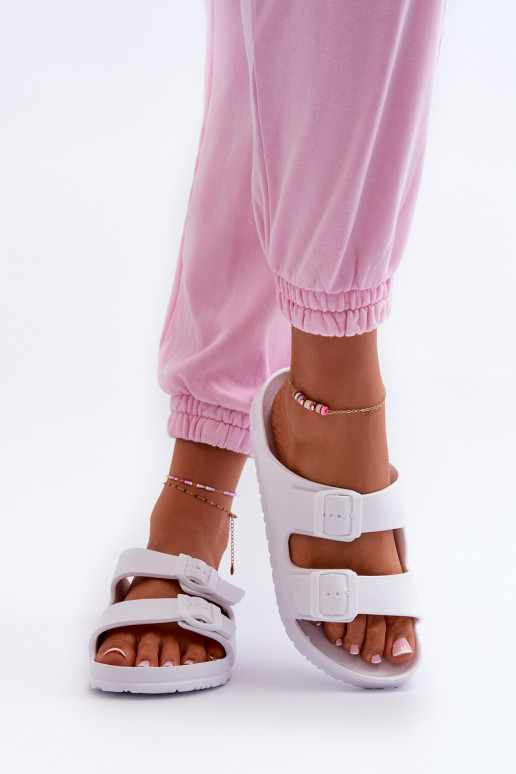 Women's Foam Flip Flops with Buckles White Luciene