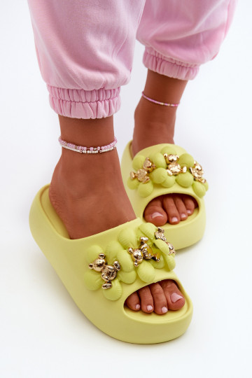 Women's Foam Slippers With Decorations On Thick Sole Lime Bremavia 2