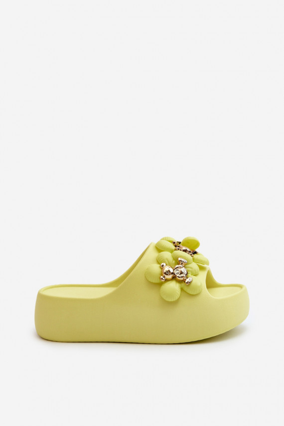 Women's Foam Slippers With Decorations On Thick Sole Lime Bremavia