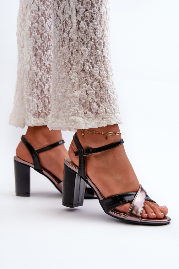 Eco Leather High Heel Platform Sandals Black Abilica