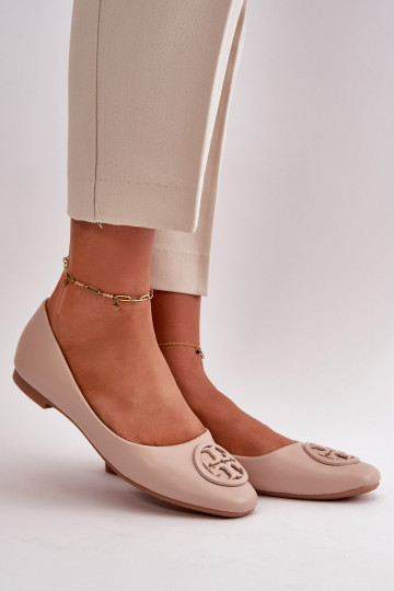 Women's Ballerina Flats with Eco Leather Decoration Beige Rhodike 2