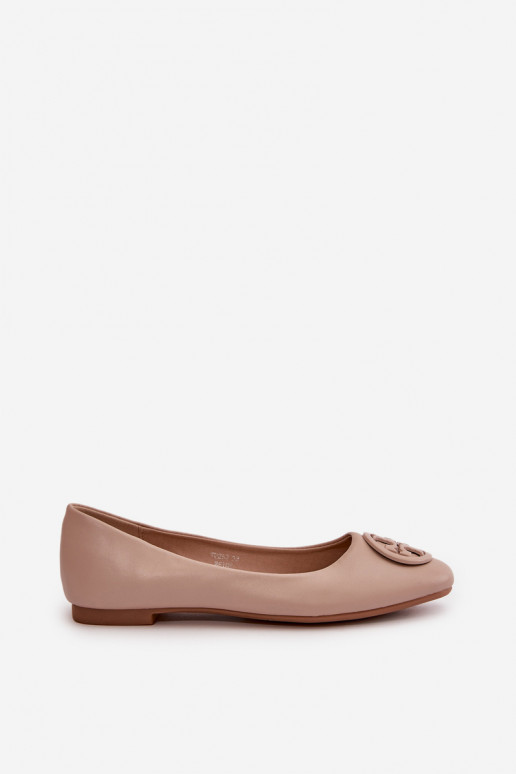 Women's Ballerina Flats with Eco Leather Decoration Beige Rhodike