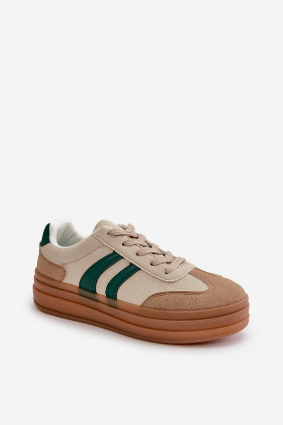 Women's Platform Sneakers in Beige-Green Nesonice