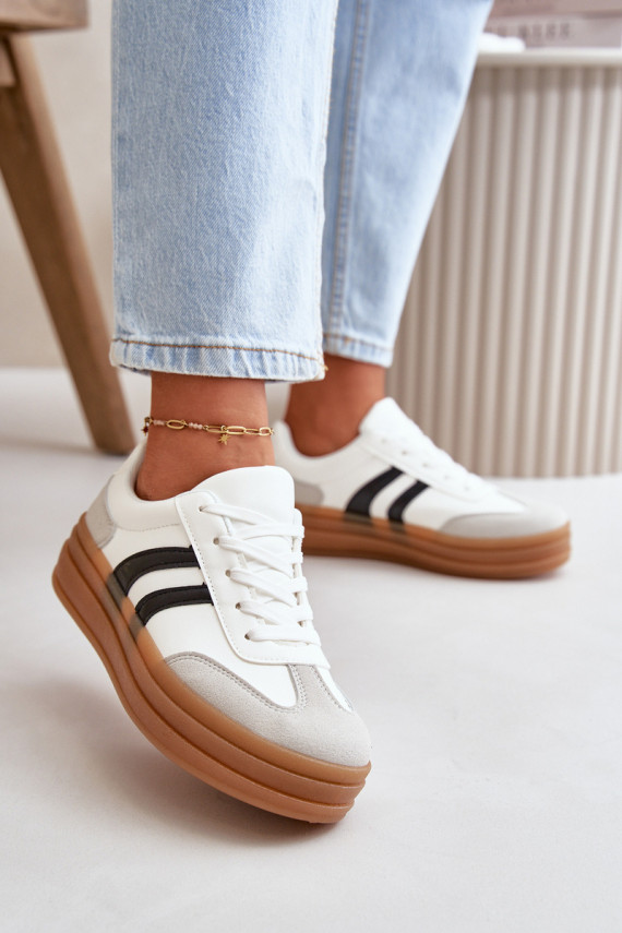 Women's Platform Sneakers White-Grey Nesonice