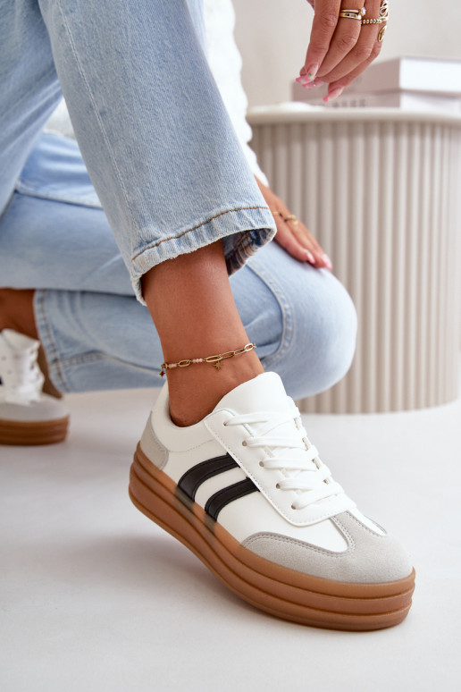 Women's Platform Sneakers White-Grey Nesonice