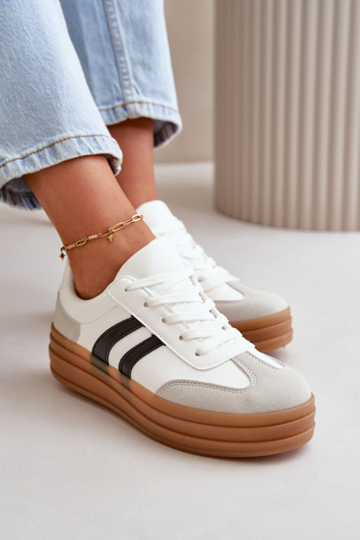 Women's Platform Sneakers White-Grey Nesonice