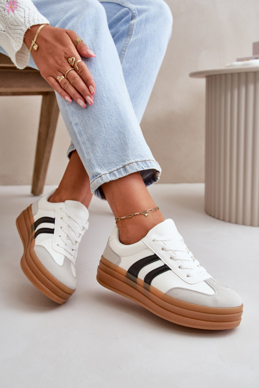 Women's Platform Sneakers White-Grey Nesonice